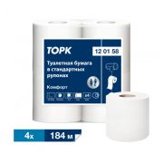 Туалетная бумага в рулонах Tork Advanced белая, система T4, 23 метра в рулоне, 2 слоя, 4 рулона в упаковке, артикул 120158
