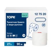 Туалетная бумага в рулонах Tork Premium белая, система T6, 90 метров в рулоне, 2 слоя, 27 рулонов в коробке, артикул 127520