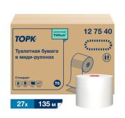 Туалетная бумага в рулонах Tork Universal белая, система T6, 135 метров в рулоне, 1 слой, 27 рулонов в коробке, артикул 127540
