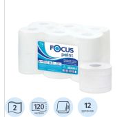 Туалетная бумага в рулонах Focus Point с центральной вытяжкой, белая, система T9, 120 метров в рулоне, 2 слоя, 12 рулонов в упаковке, артикул 5036915