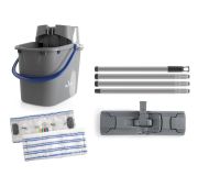 Комплект Easy Wash с ручкой : ведро 15 л +  отжим, флаундер, алюм. ручка, моп микрофибра + абразив