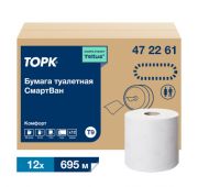 Туалетная бумага в рулонах Tork Advanced (SmartOne мини) белая, система Т9, 130 метров в рулоне, 2 слоя, 12 рулонов в коробке, артикул 472261