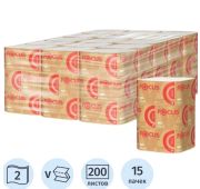 Бумажные полотенца листовые Focus Premium белые, V-сложение, 200 листов в пачке, 2 слоя, H3, 15 пачек в упаковке, артикул 5083739