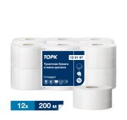 Туалетная бумага в рулонах Tork Universal белая, система T2, 200 метров в рулоне, 1 слой, 12 рулонов в упаковке, артикул 120197