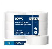 Туалетная бумага в рулонах Tork Universal белая, система T1, 525 метров в рулоне, 1 слой, 6 рулонов в упаковке, артикул 120195